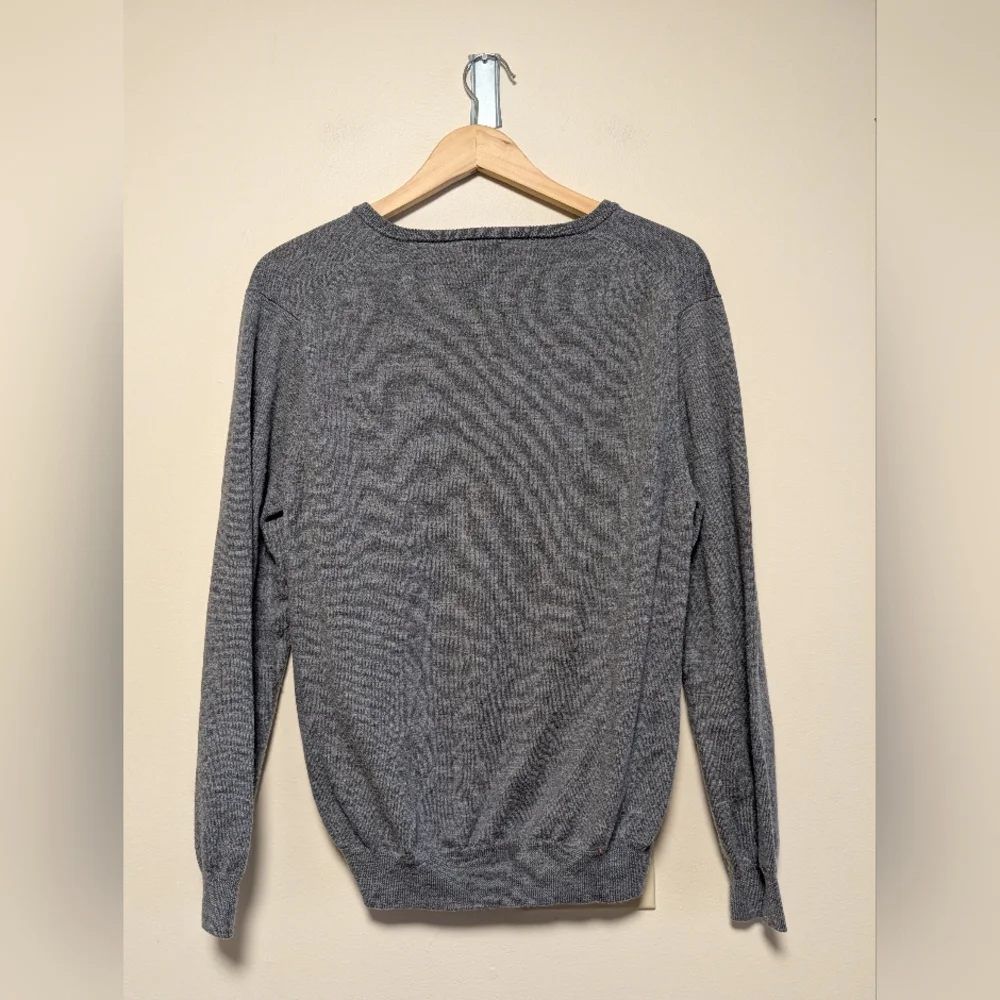 J.Crew Merino Wool Gray V-Neck Sweater L Classic Lightweight Knit